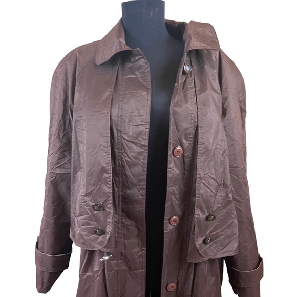 Brown/Maroon Vintage British Mist Trench Rain Coat - Picture 10 of 13